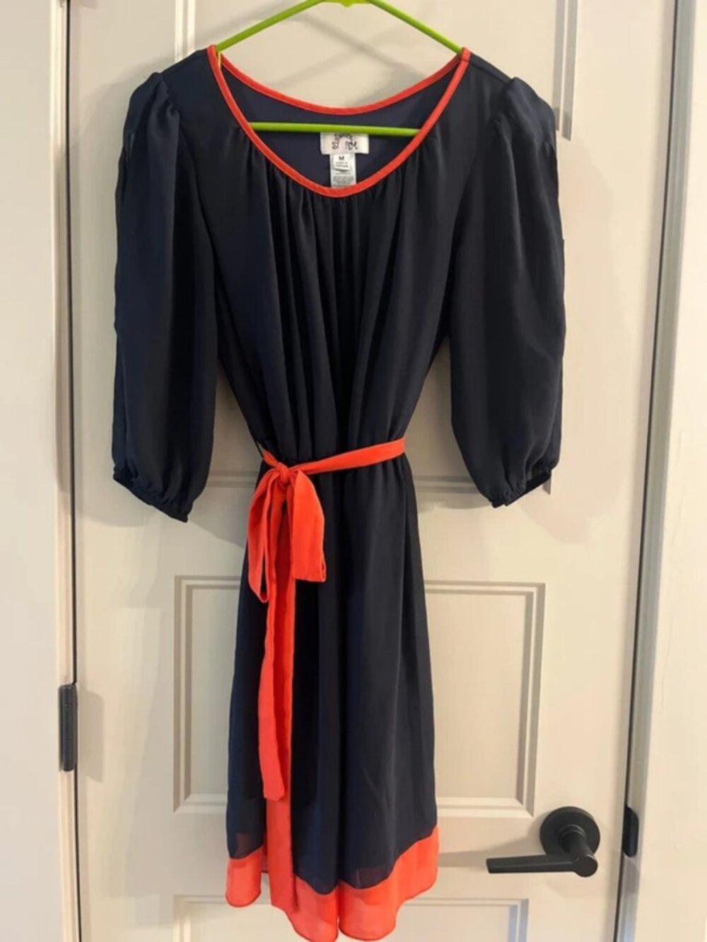 Women’s navy and orange dress